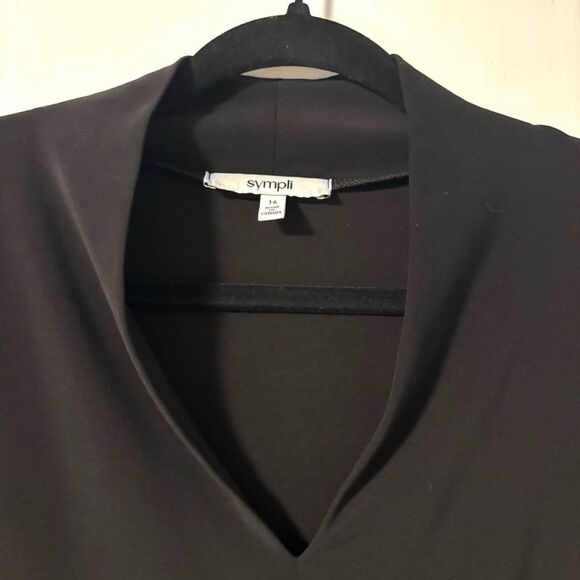 Sympli 16 NEW black deep U trapeze top short cap sleeve blouse - Picture 2 of 11